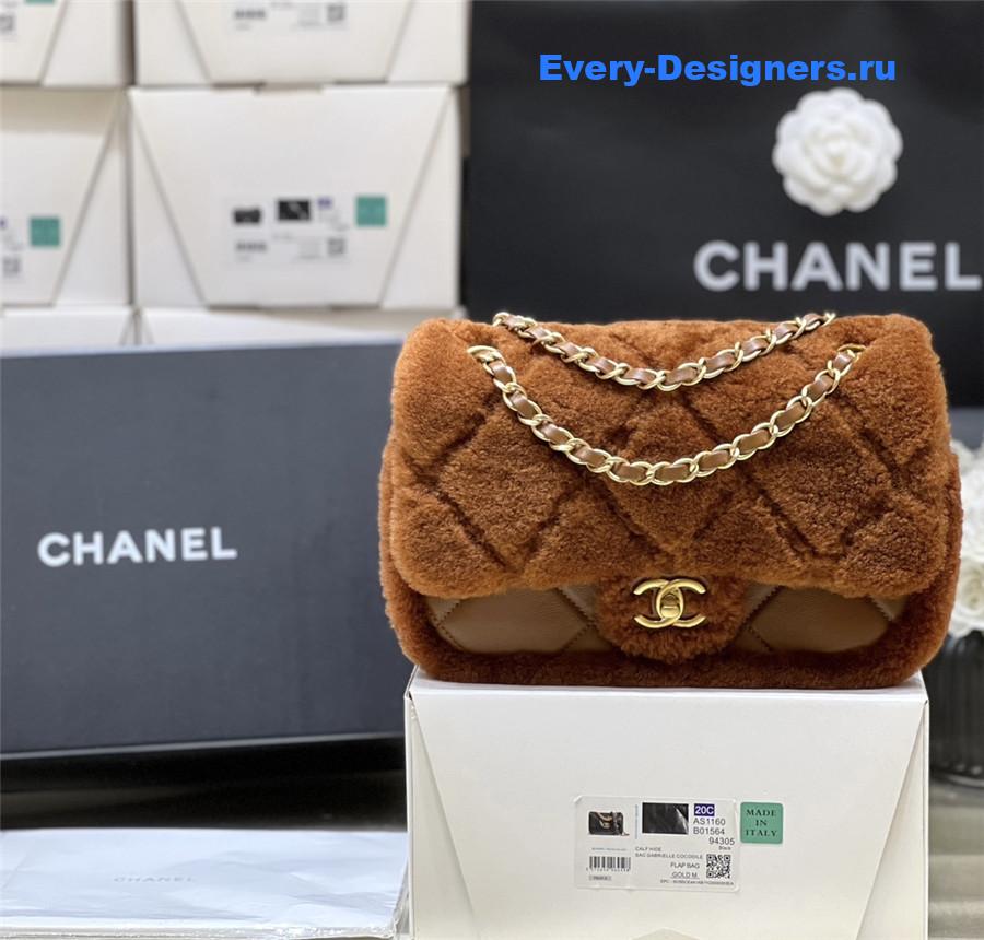 Ch**el brown shearling flap bag