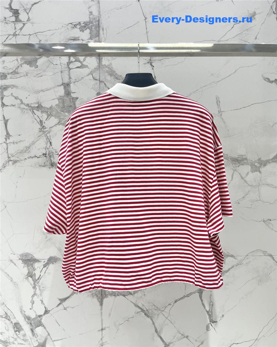 Pra*a striped knit polo shirt
