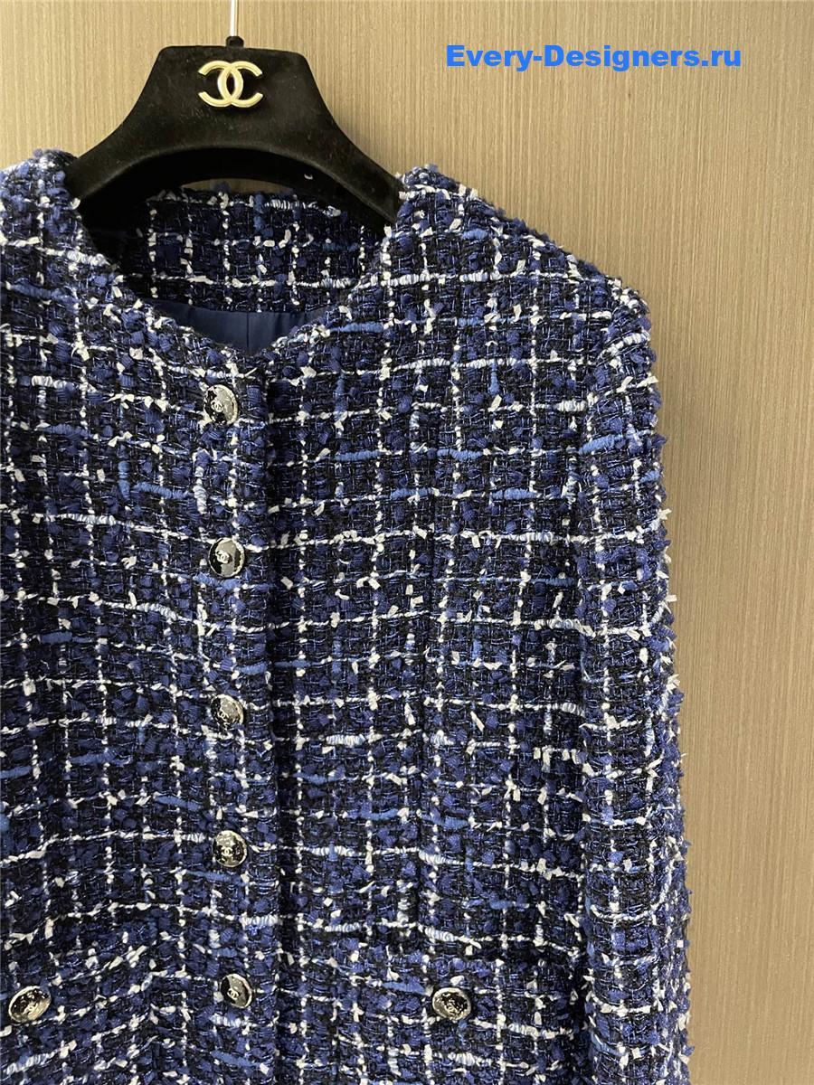 Ch**el blue plaid tweed jacket