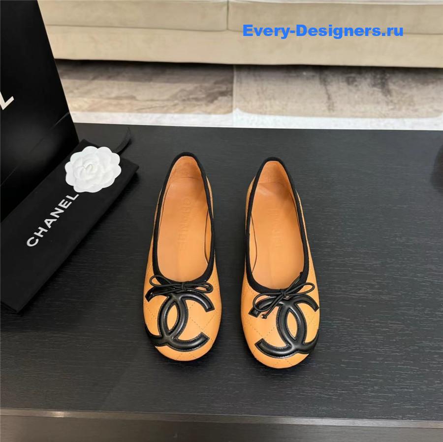 Ch**el beige cc logo ballet flats