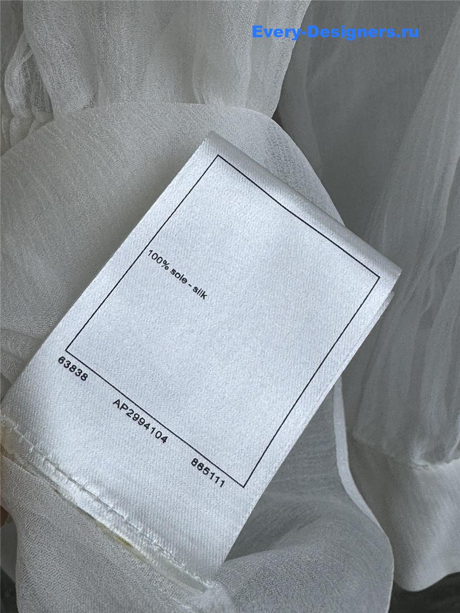 Ch**el white ruffle collar silk shirt