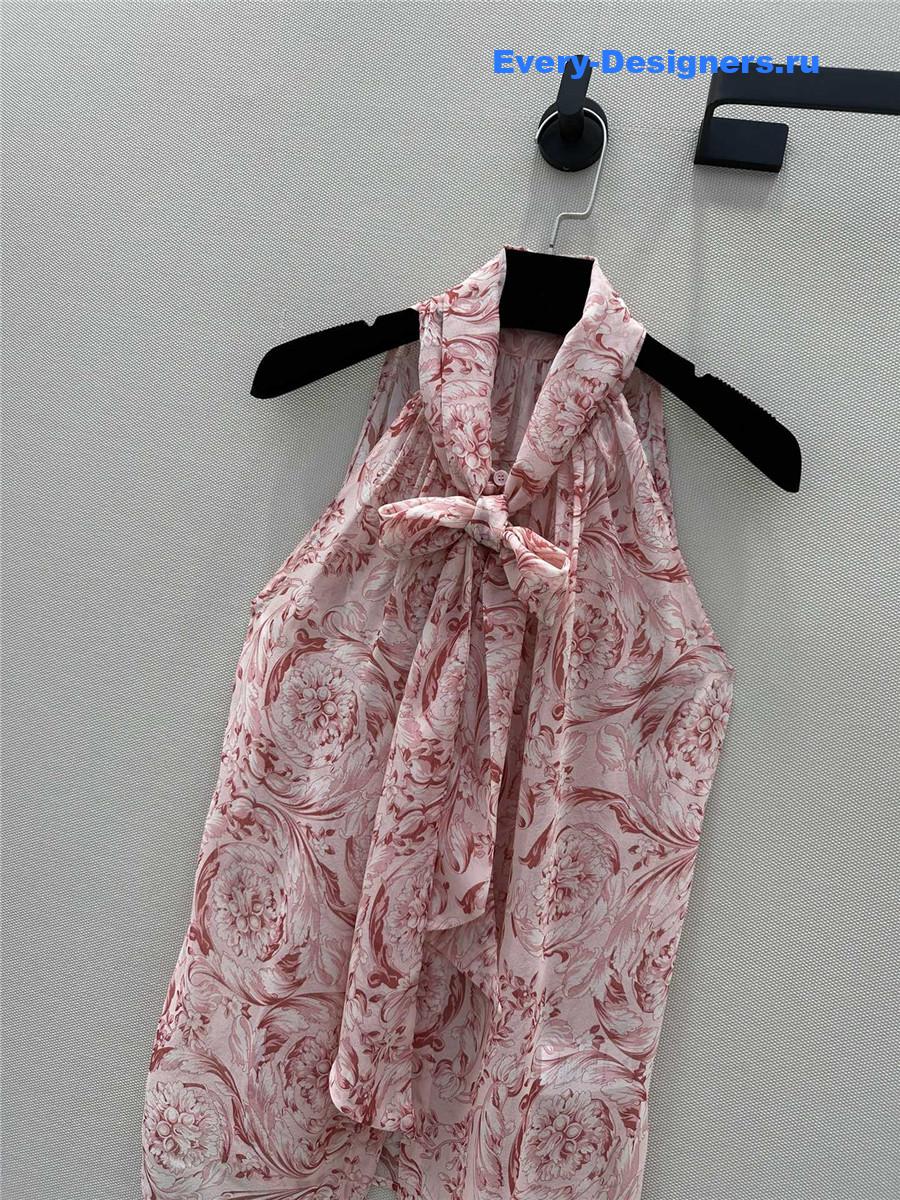 Va1e*ntin0 pink leopard silk top