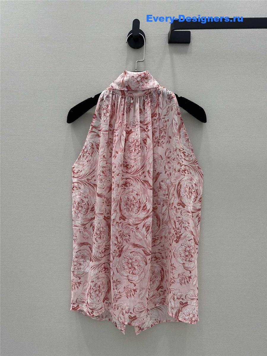 Va1e*ntin0 pink leopard silk top