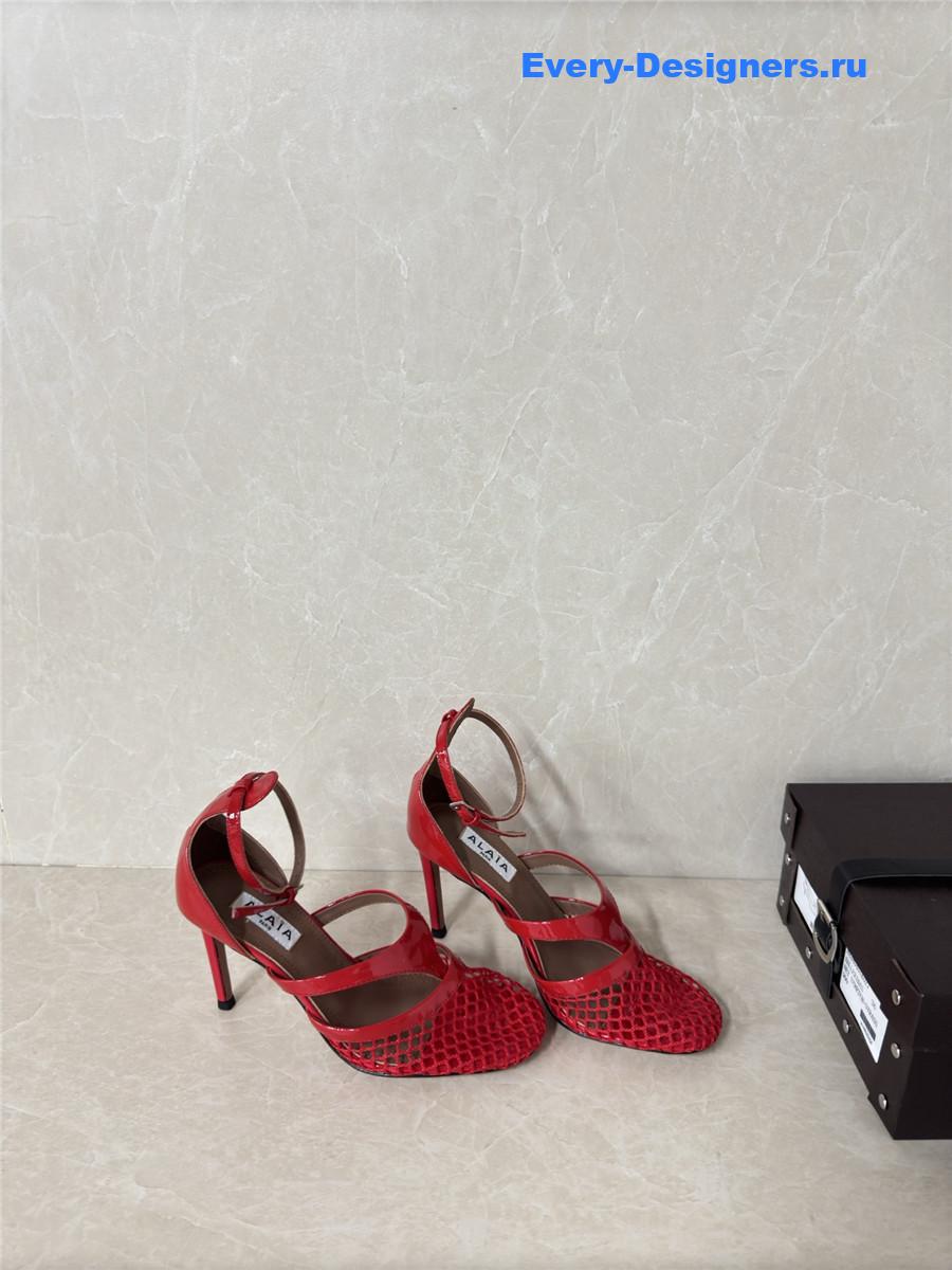 Alaïa Red Fishnet Pumps