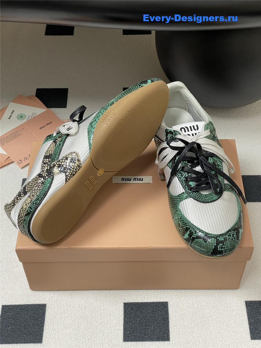 Miu Miu Green Snakeskin Sneakers