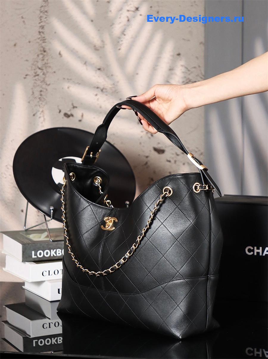 Ch**el black cc logo shopping tote