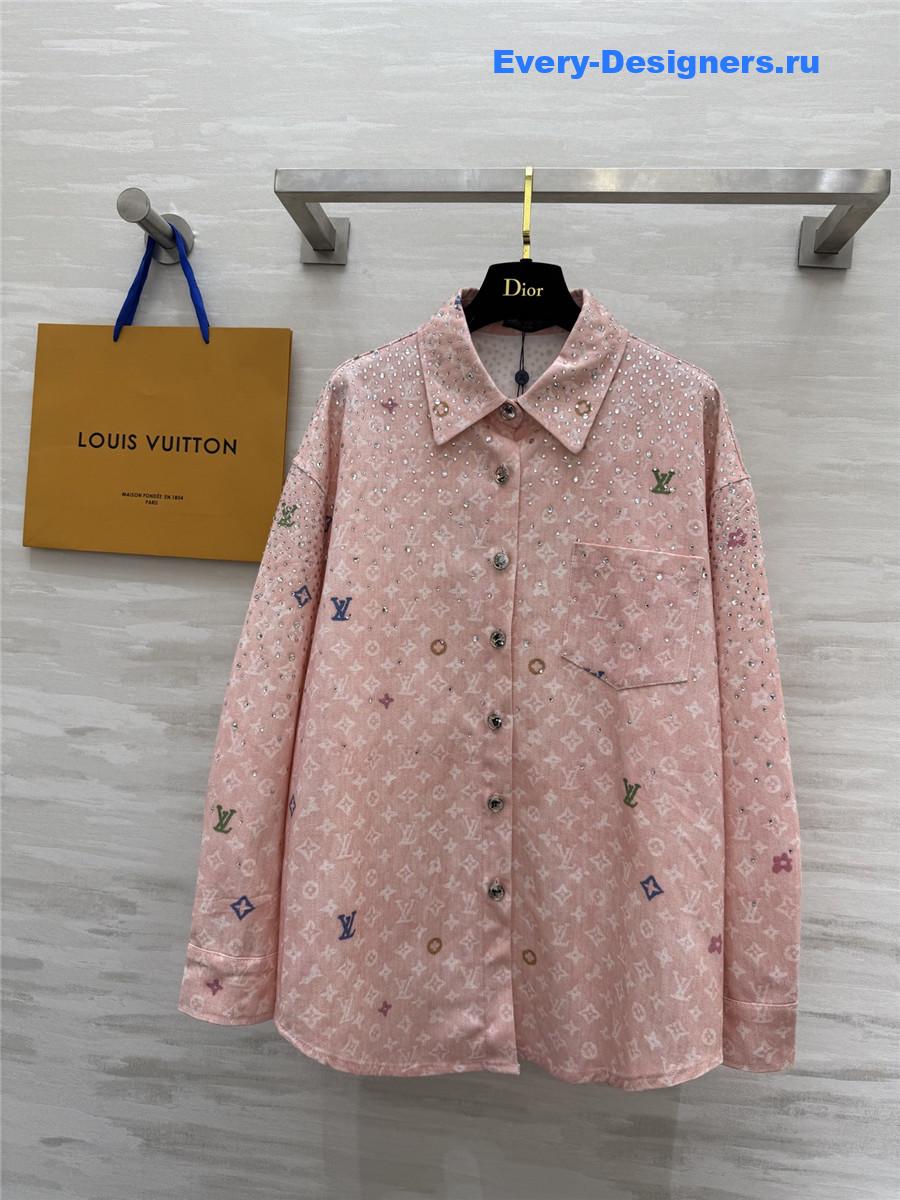 l0vis Vvtt0n pink rhinestone denim shirt