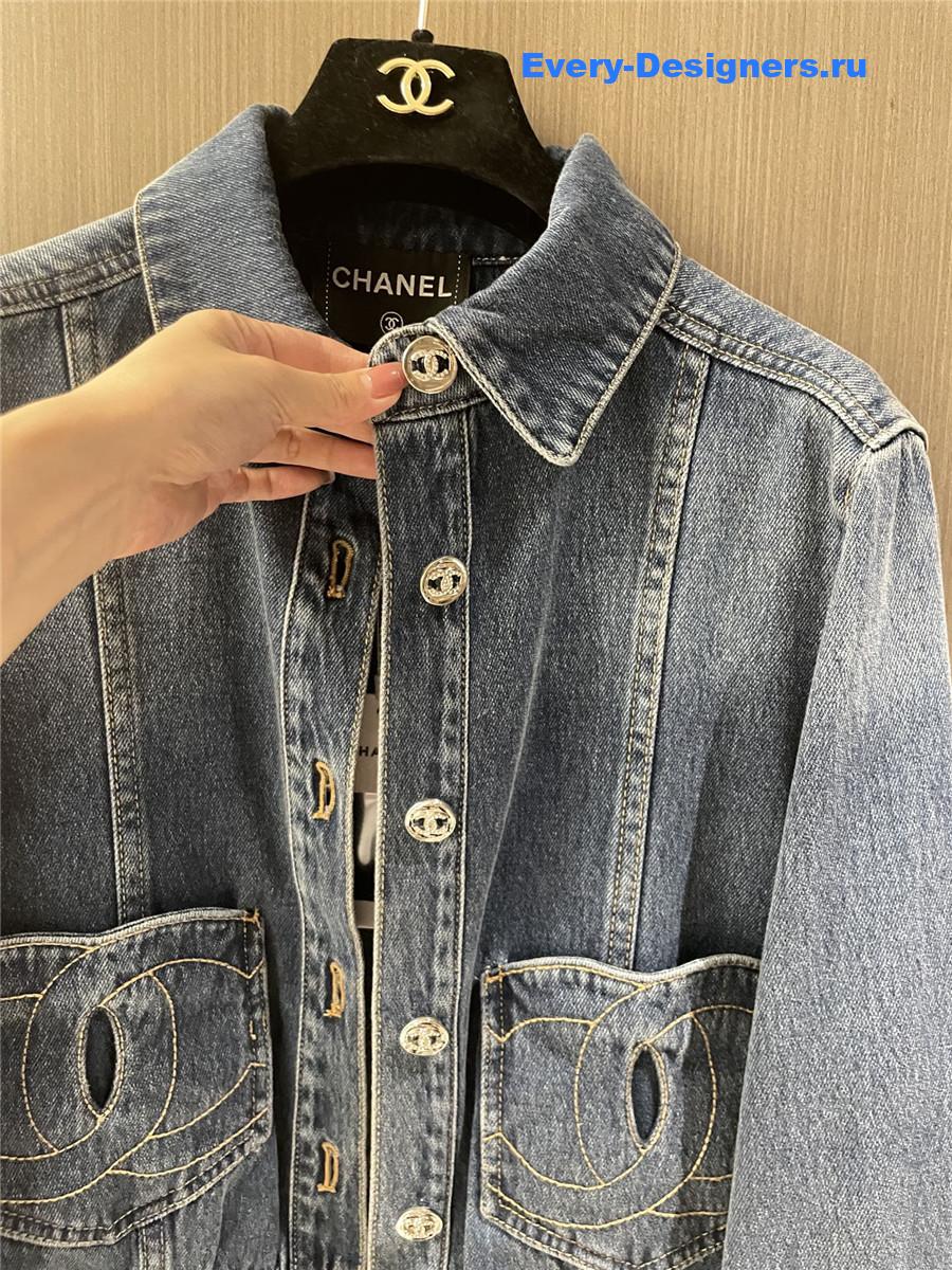 Ch**el light blue washed denim jacket