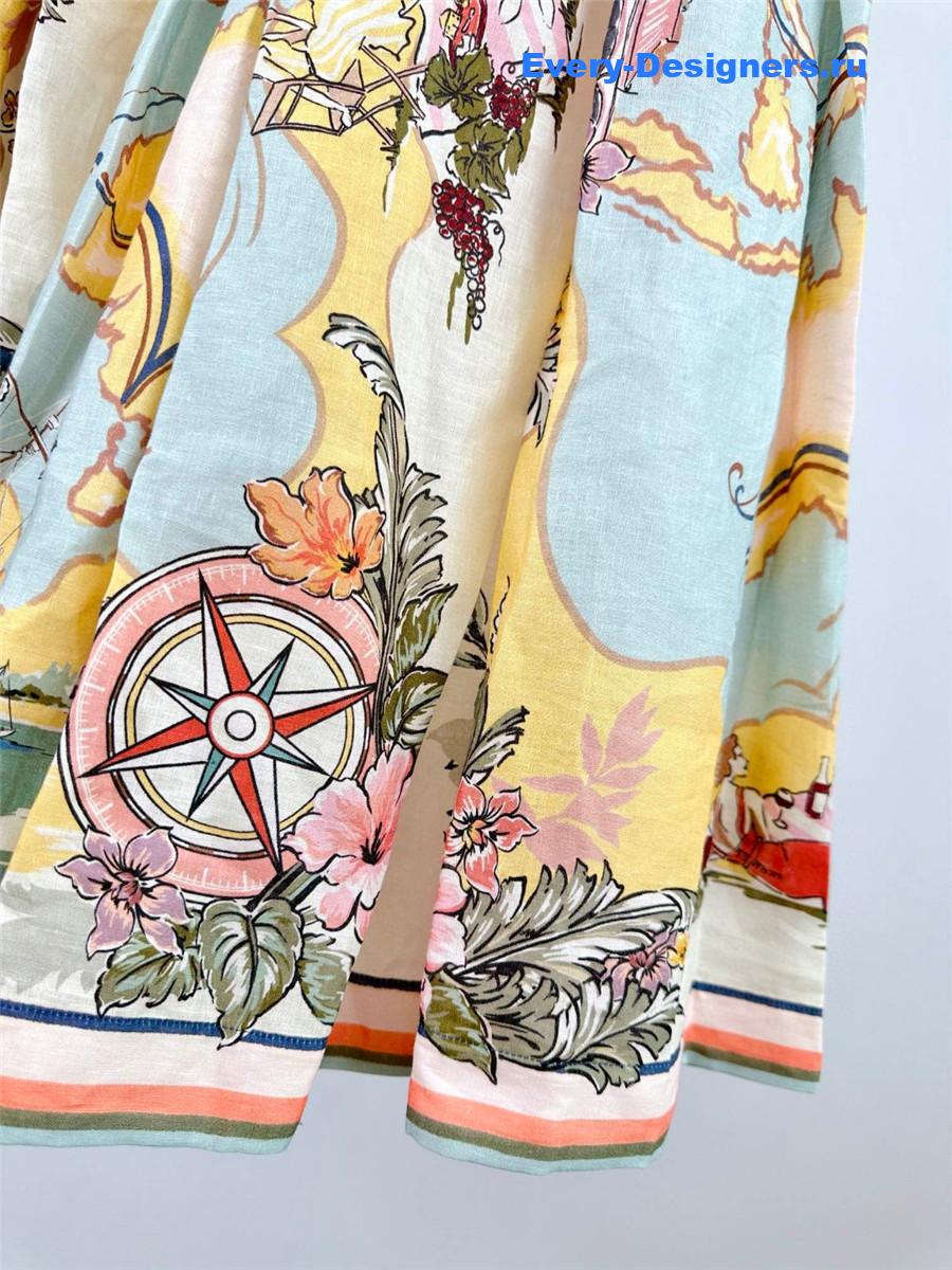 Zimm Printed Linen Maxi Skirt