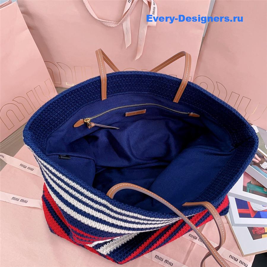 Miu Miu Red Striped Crochet Tote