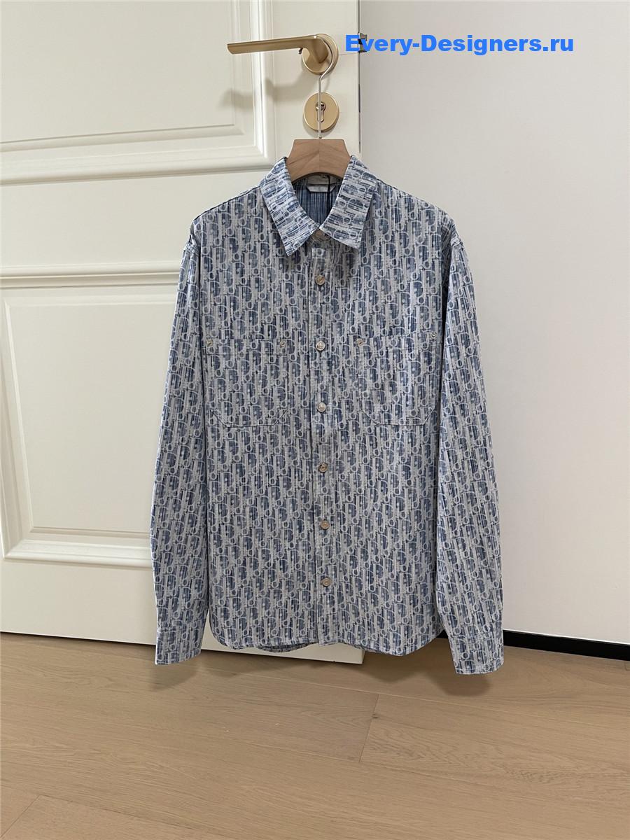 D10r oblique kasuri denim overshirt