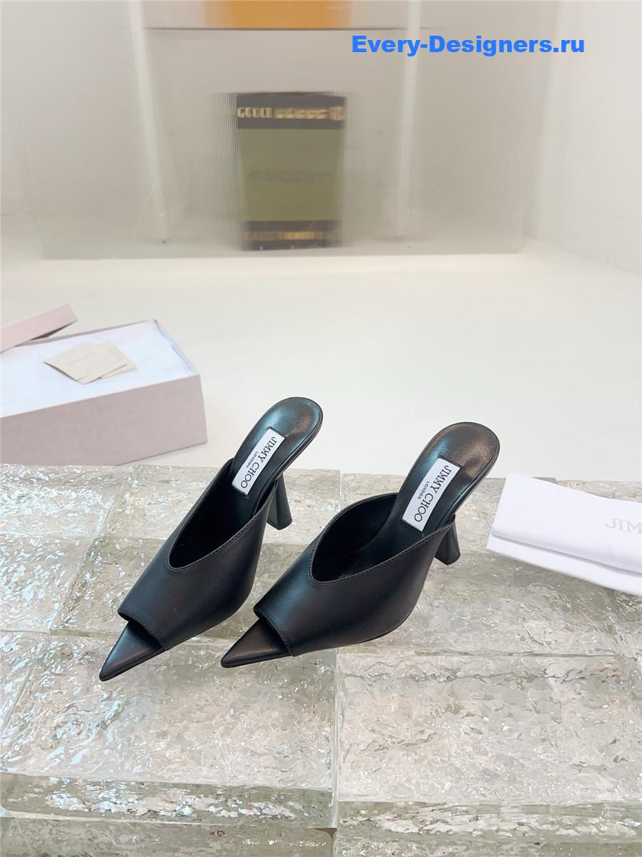 J1m*y Ch00 maryanne 100mm black peep-toe mules