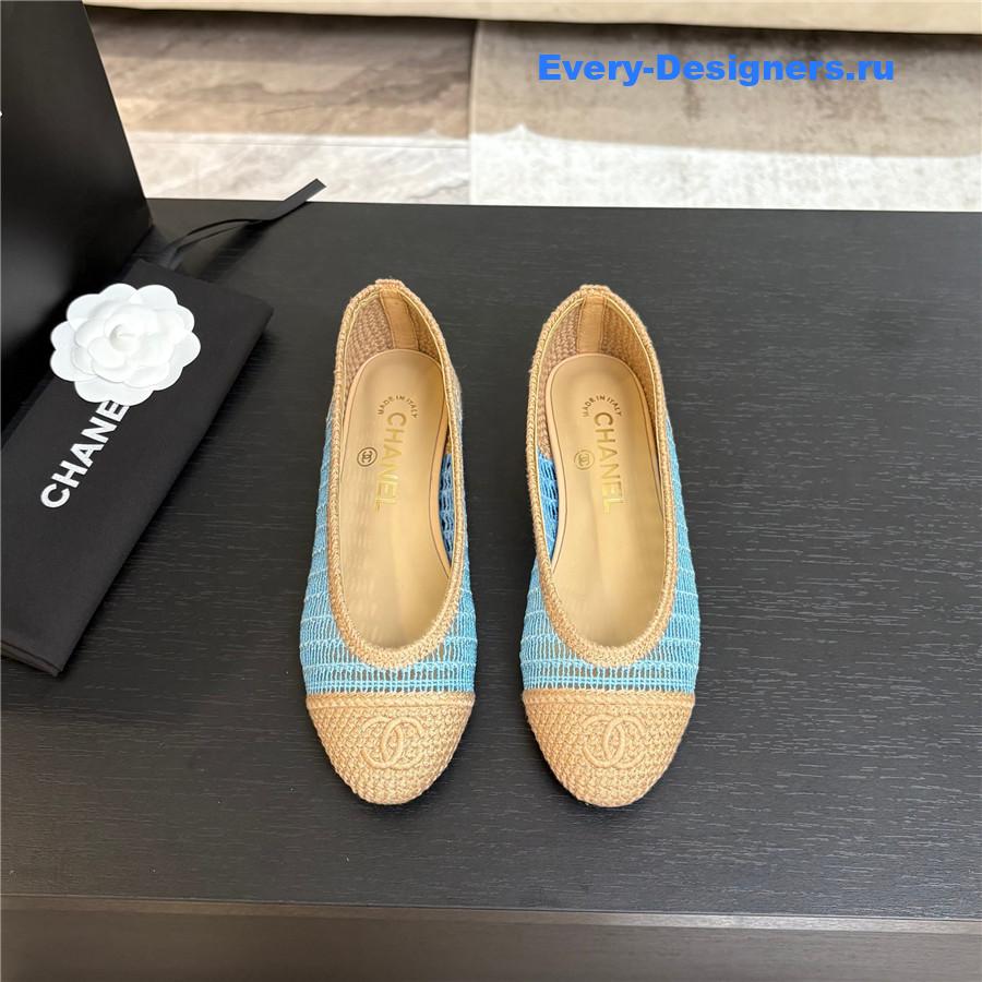 Ch**el raffia ballet flats in beige