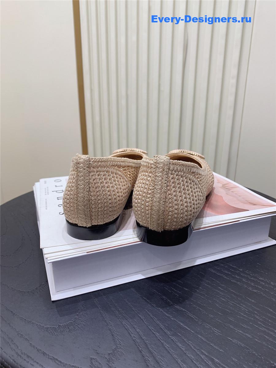Ch**el cc beige raffia ballet flats