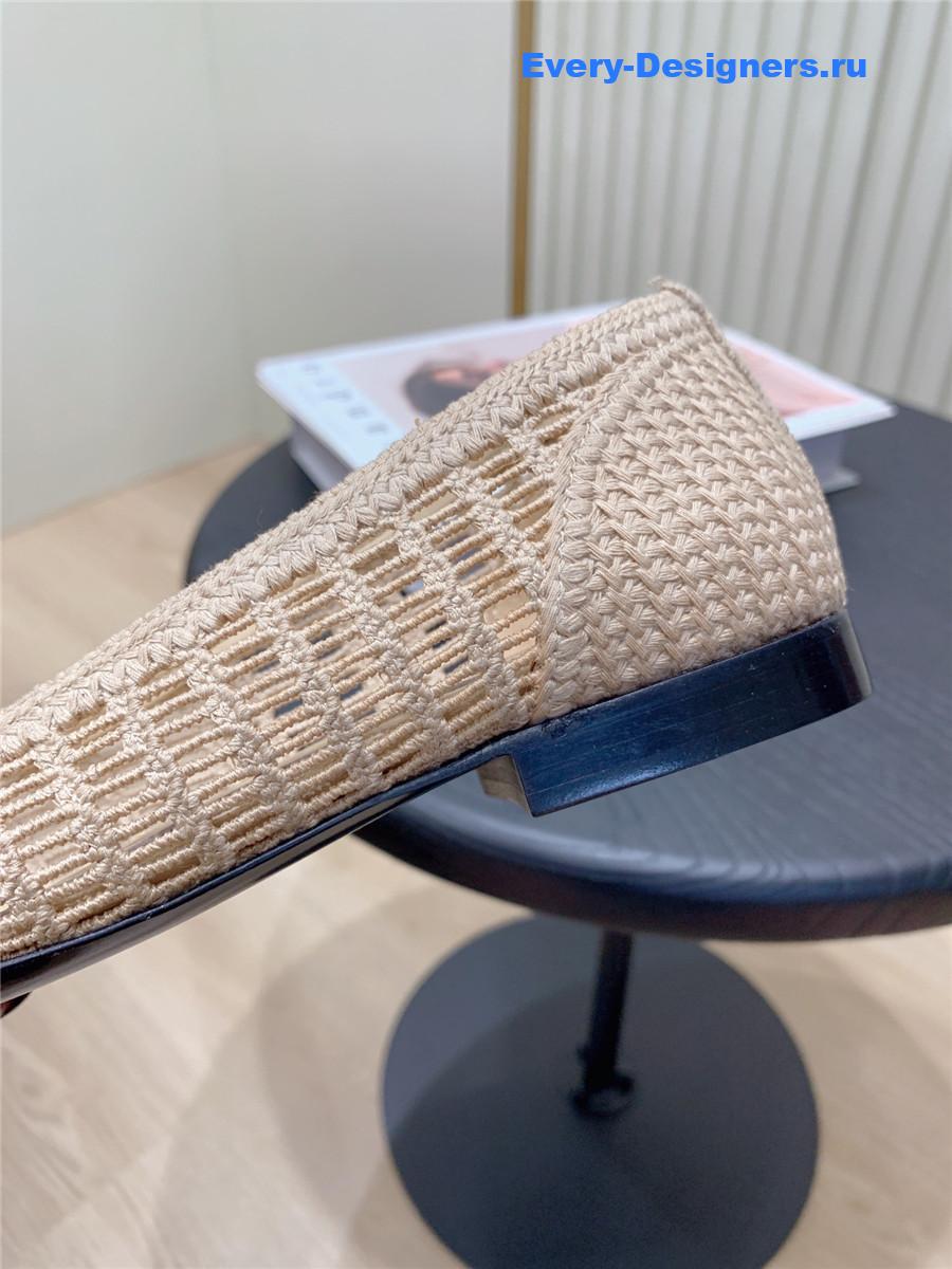 Ch**el cc beige raffia ballet flats