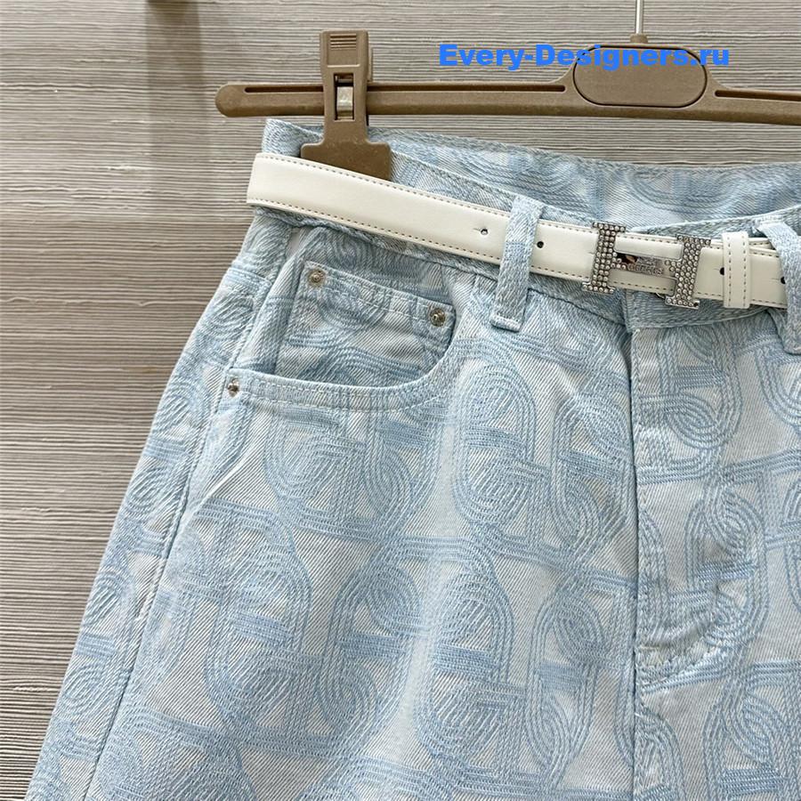 H**me5 light blue jacquard denim pants