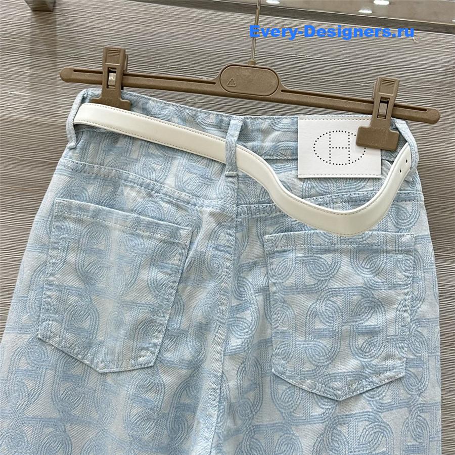 H**me5 light blue jacquard denim pants
