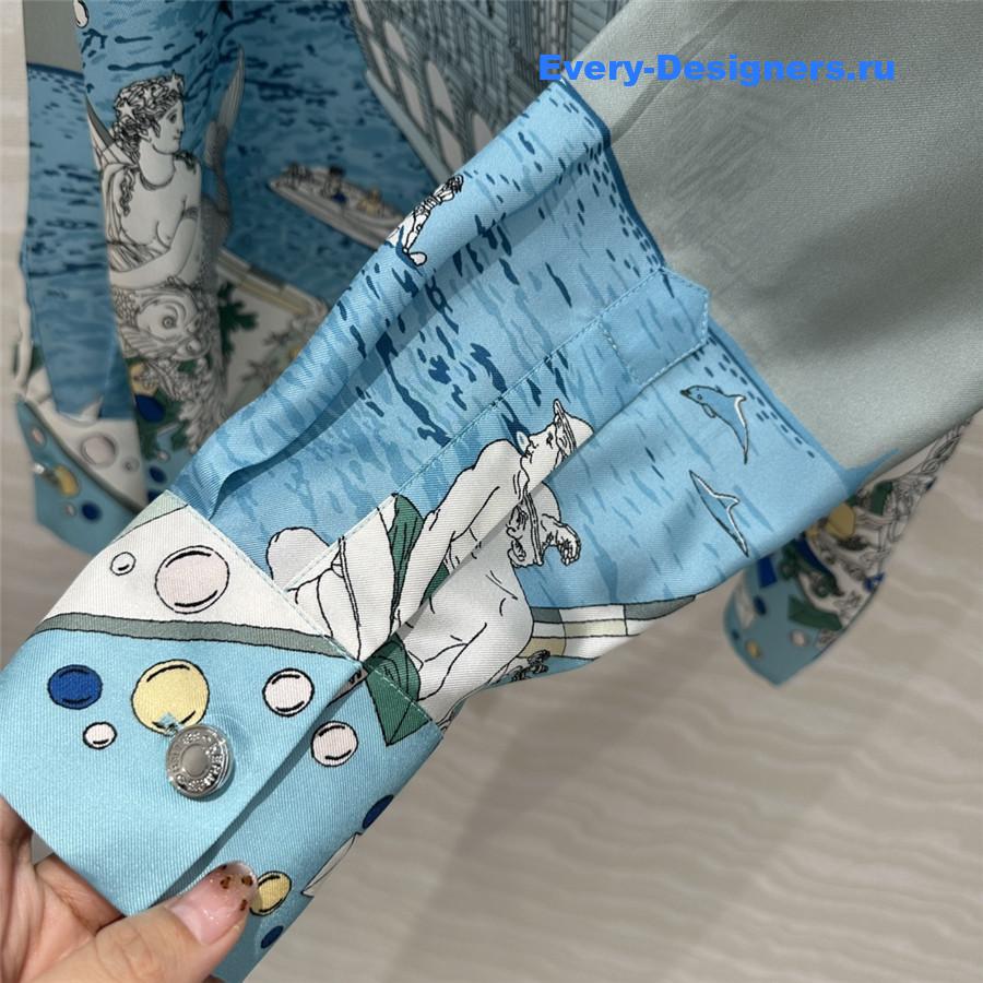H**me5 cruise party scarf print silk shirt