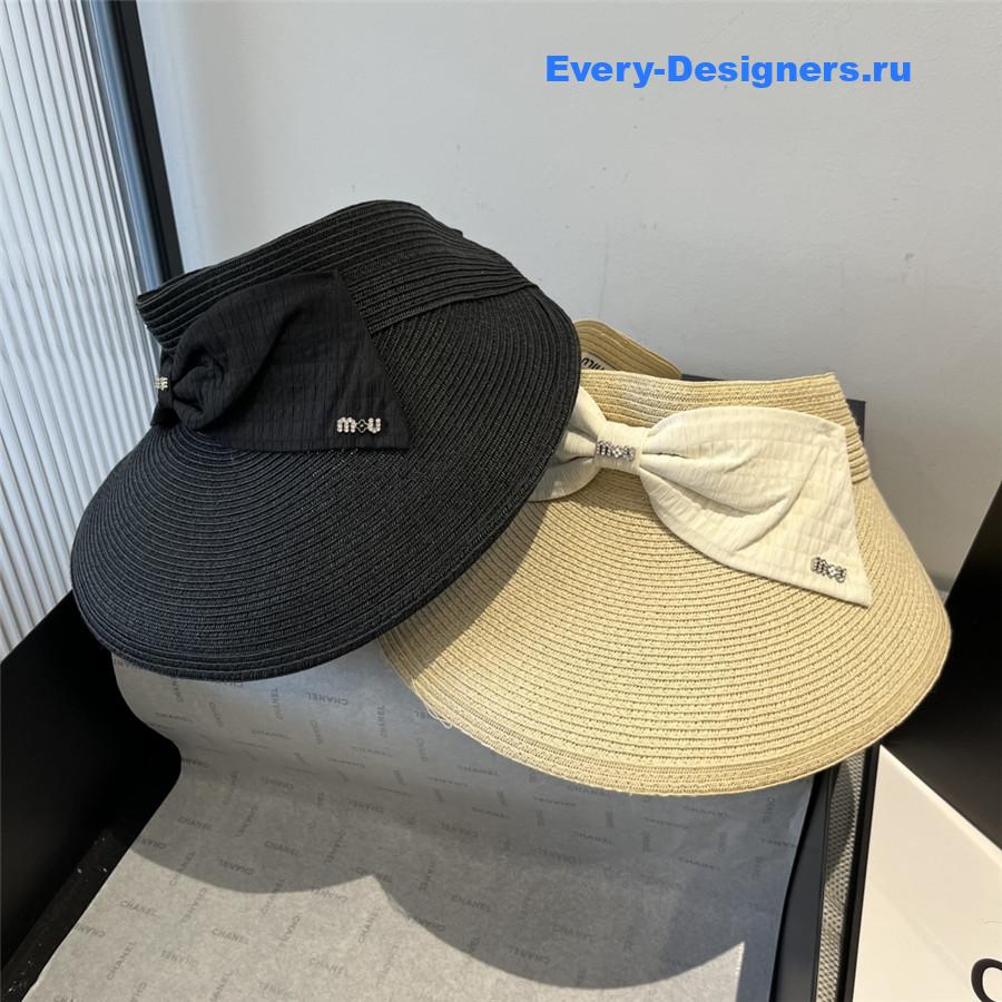 Miu Miu Bow Hollow Top Straw Hat