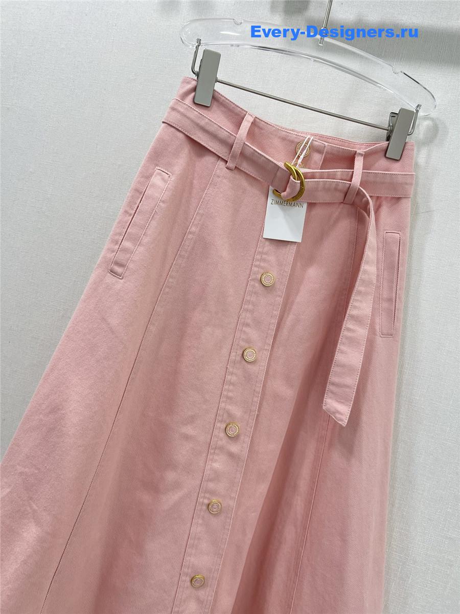 Zimm Pink Denim Button Skirt