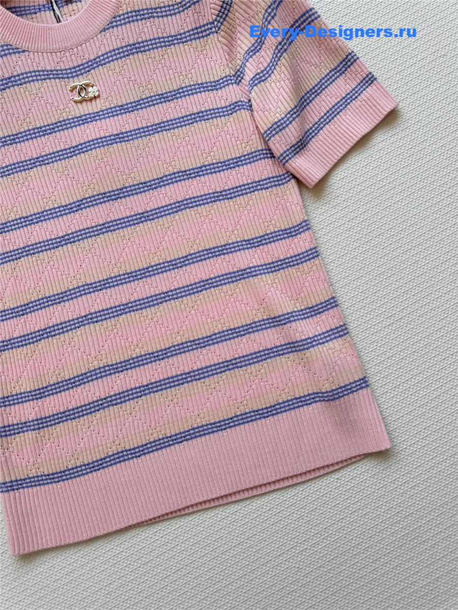 Ch**el pink striped knit top