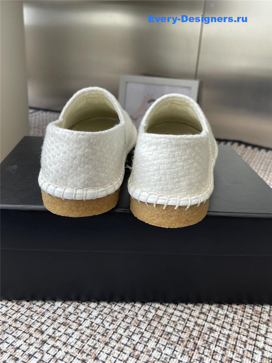 Ch**el white lambskin espadrilles flats
