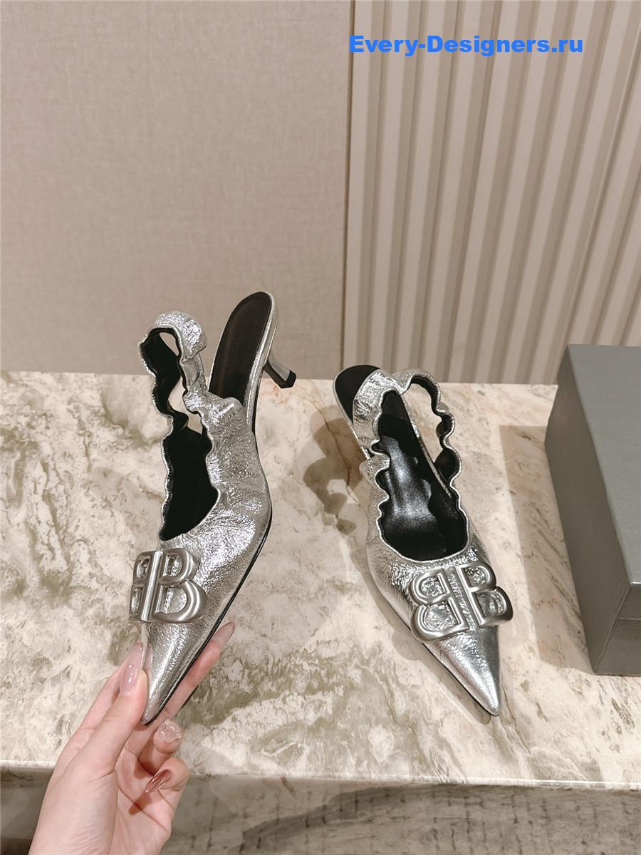 Ba1en*iaga monaco 50mm silver slingback