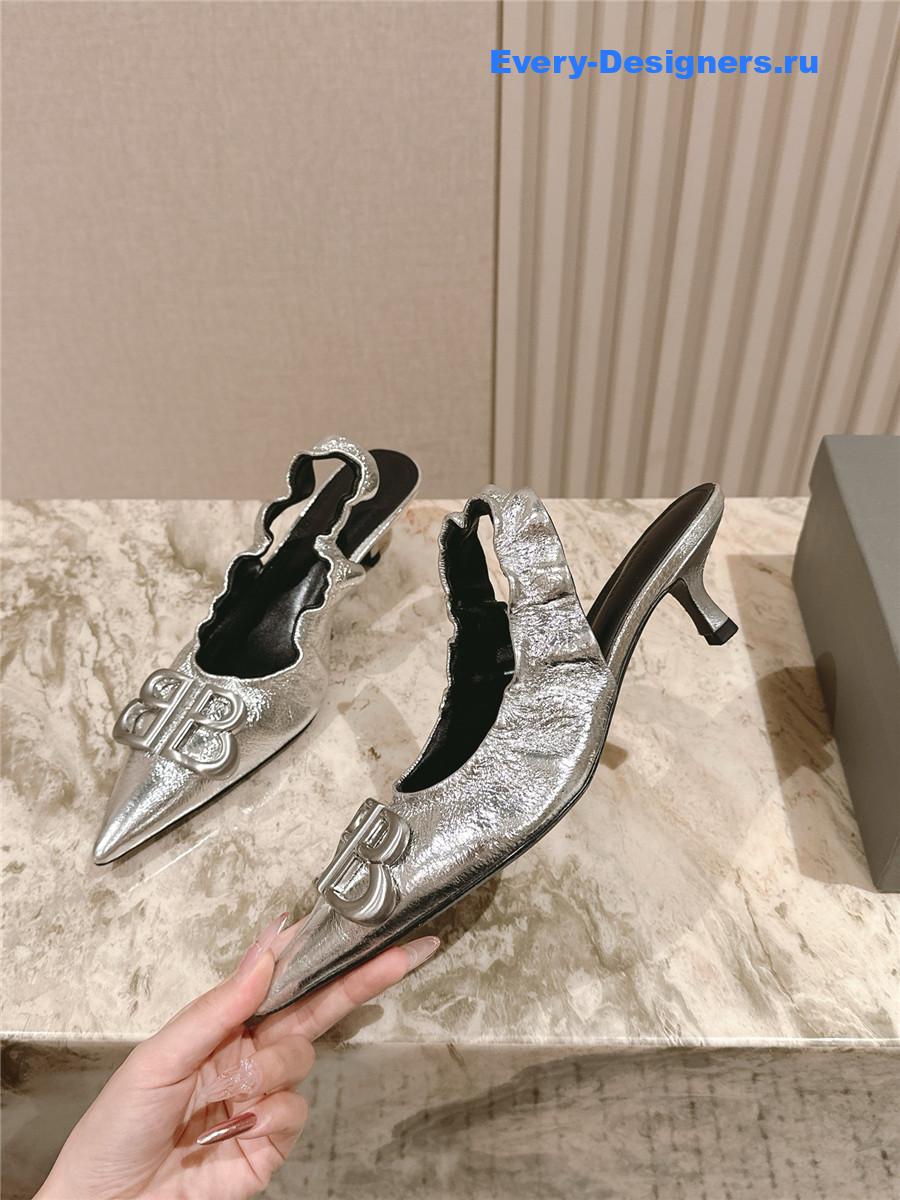 Ba1en*iaga monaco 50mm silver slingback