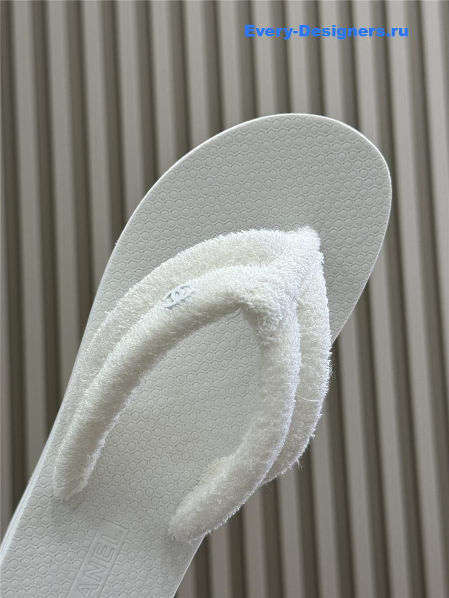 Ch**el white high-top flip flops