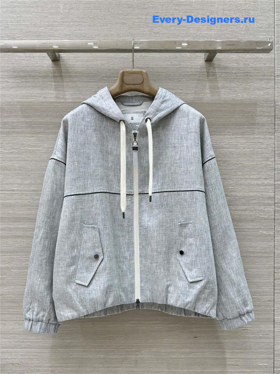 BC Grey Gold Linen Hooded Jacket