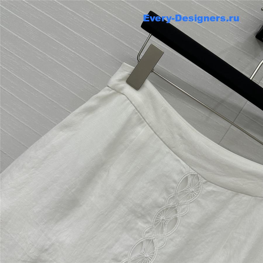 chloe white hollow embroidered linen skirt