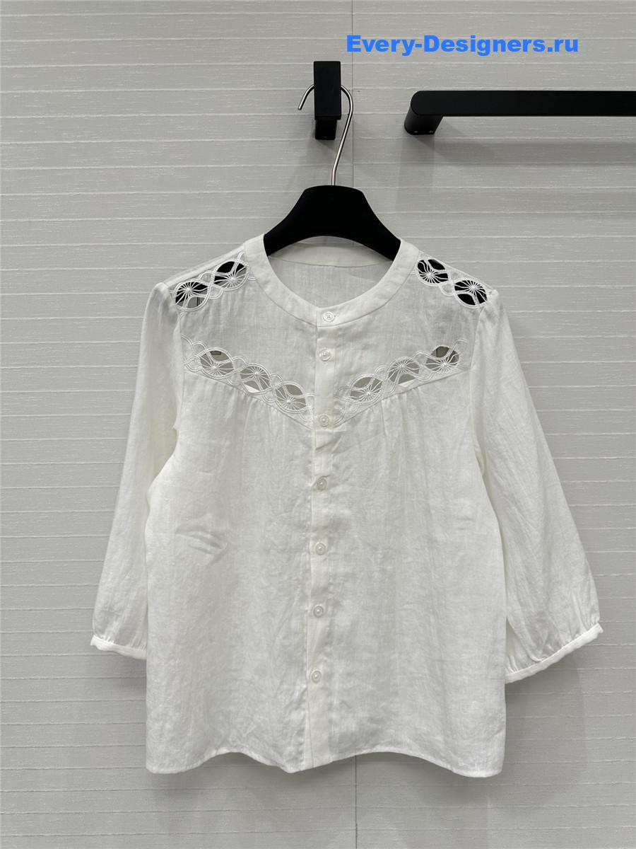 Chloe White Embroidered Linen Skirt