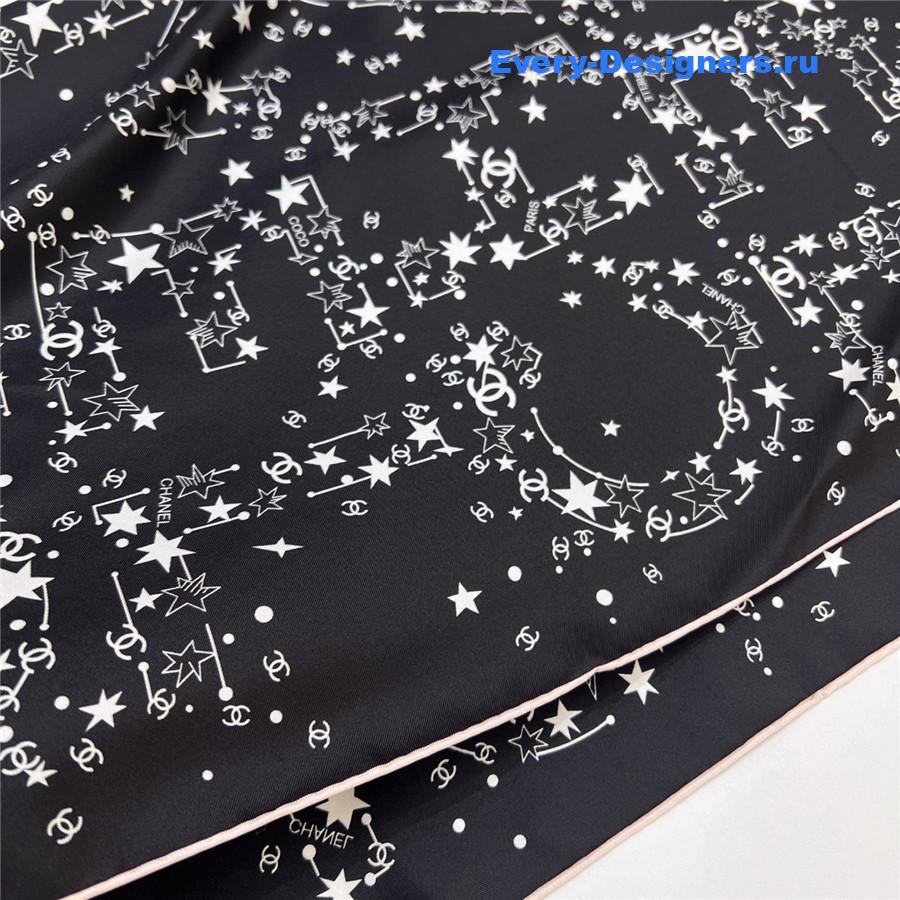 Ch**el black star silk scarf