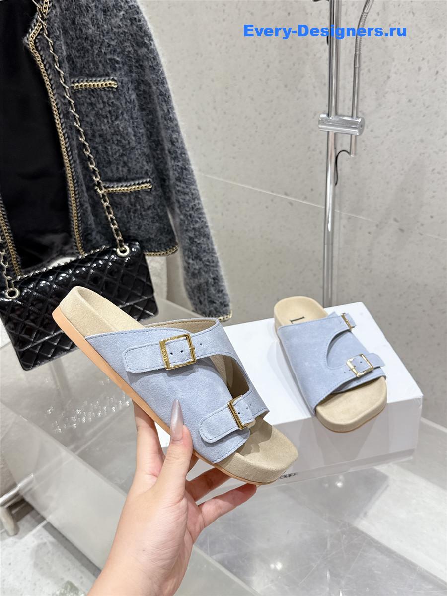 L0ew* blue suede two-strap sandals