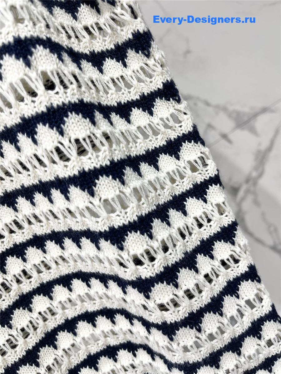 Miu Miu Striped Polo Knit Top