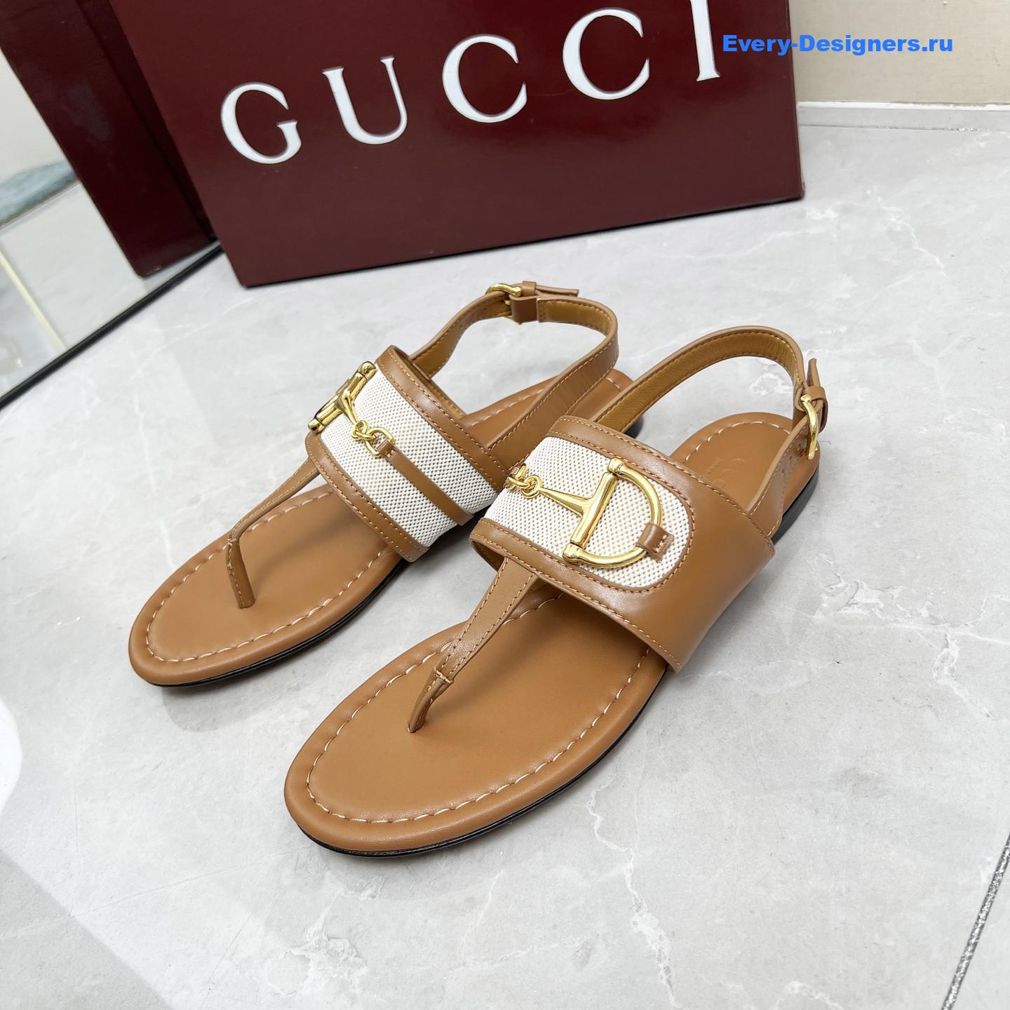Gvc*1 brown leather horsebit sandals