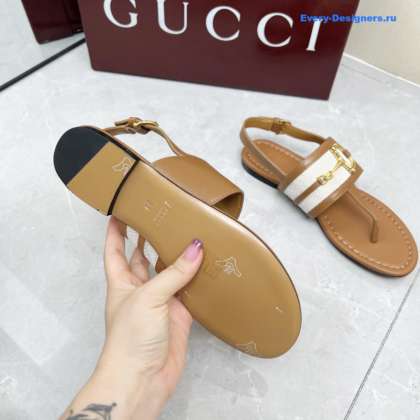 Gvc*1 brown leather horsebit sandals