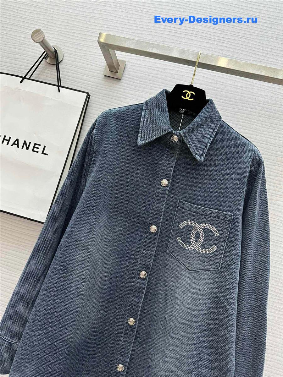Ch**el embroidered denim shirt jacket