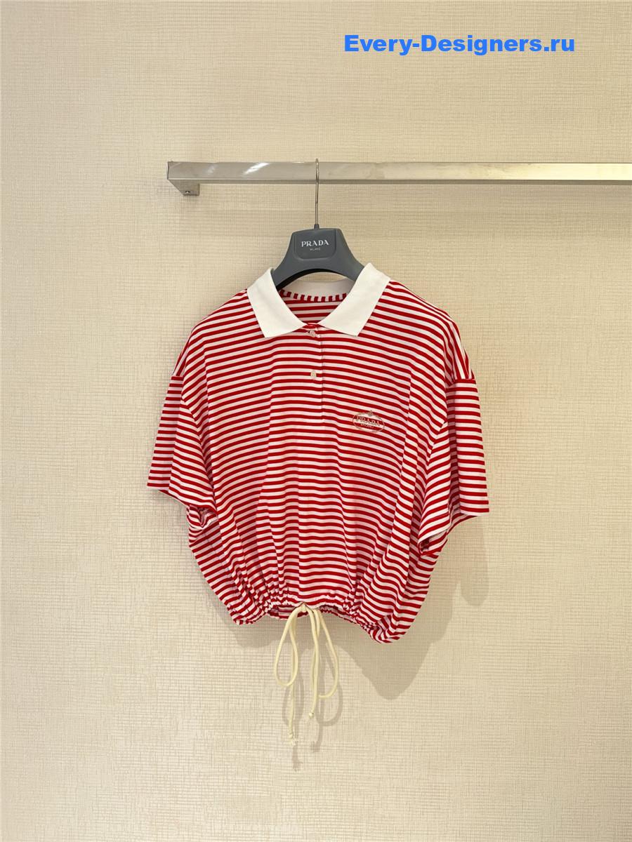 Pra*a red striped polo shirt