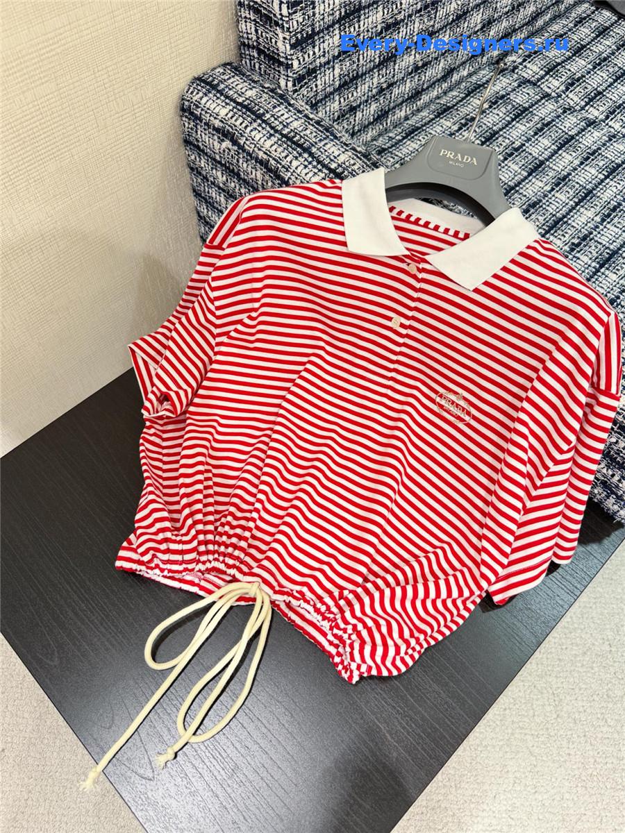 Pra*a red striped polo shirt