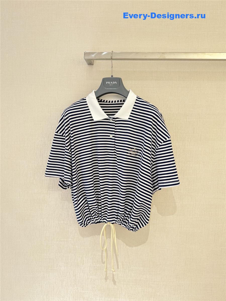 Pra*a navy striped polo shirt