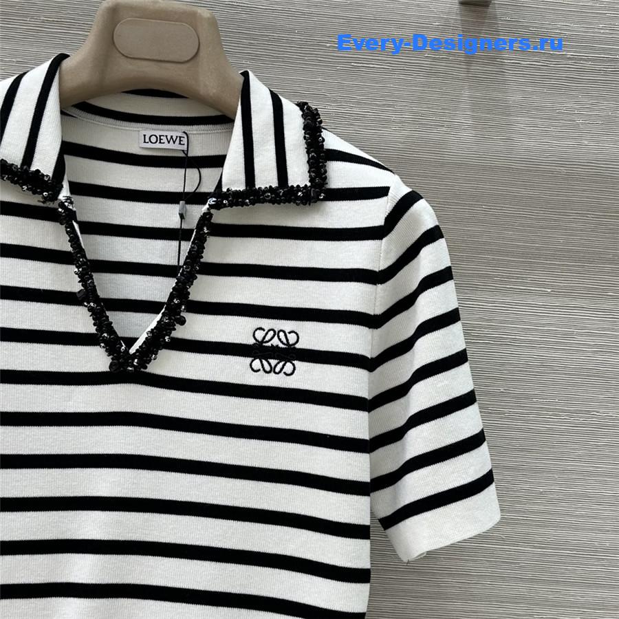 L0ew* striped knit polo top