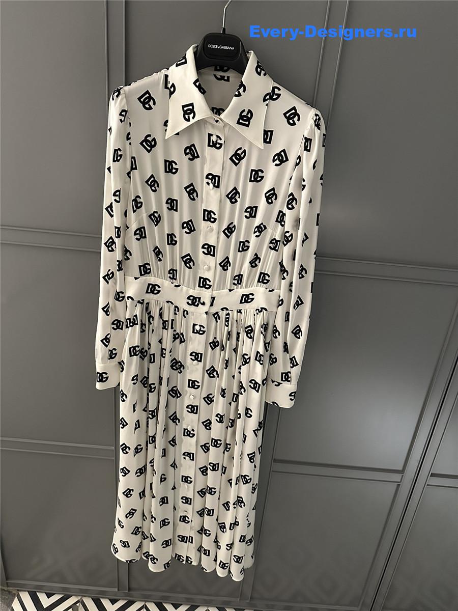 Dolce & Gabbana Logo-Print Midi Dress White
