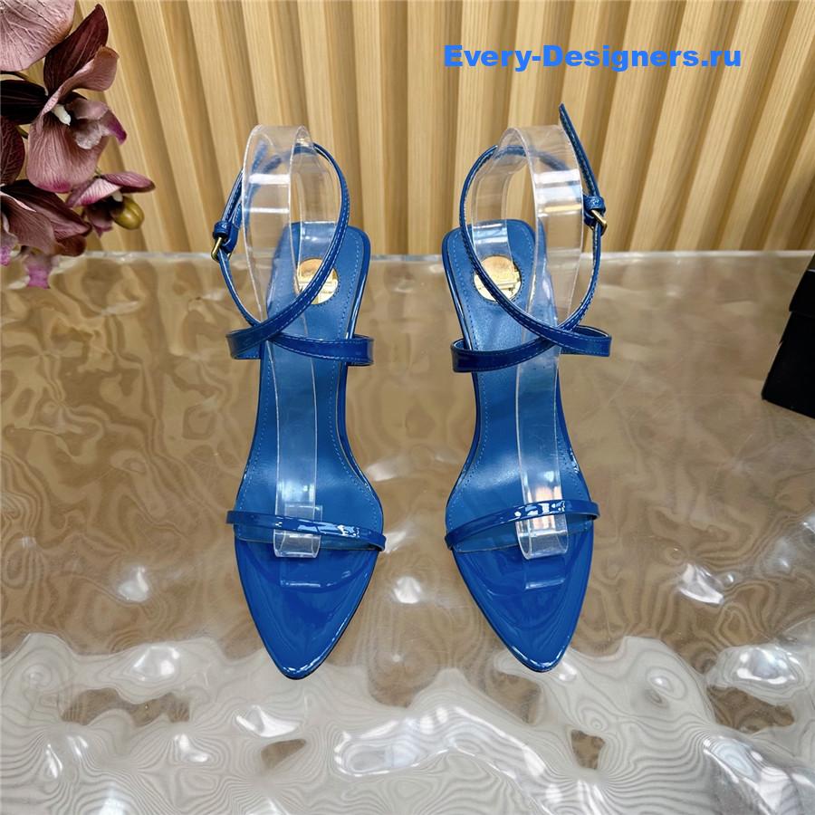 Sa1nt Lau*nt blue wedge sandals