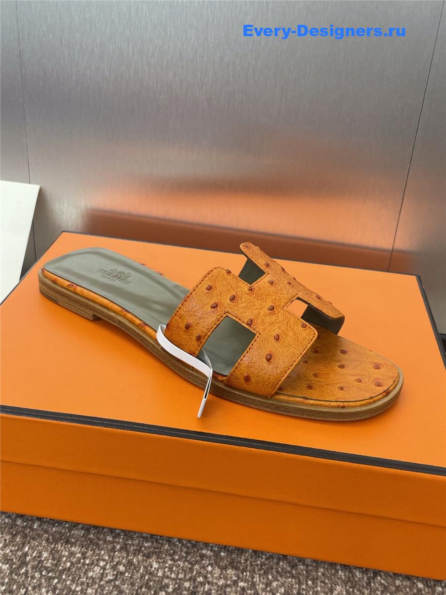 H**me5 ostrich leather oran sandal orange