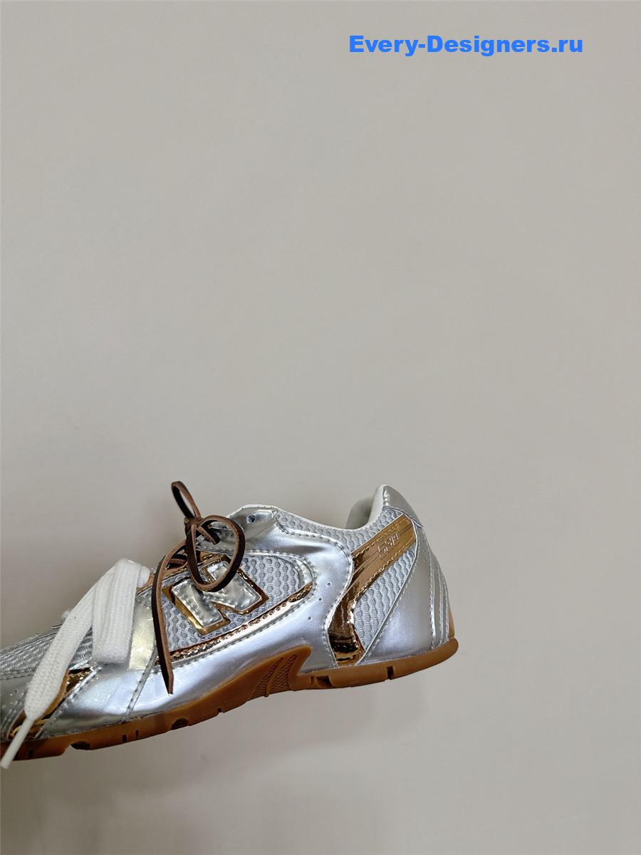 Miu Miu x New Balance 530 SL Silver Patent Leather Sneakers