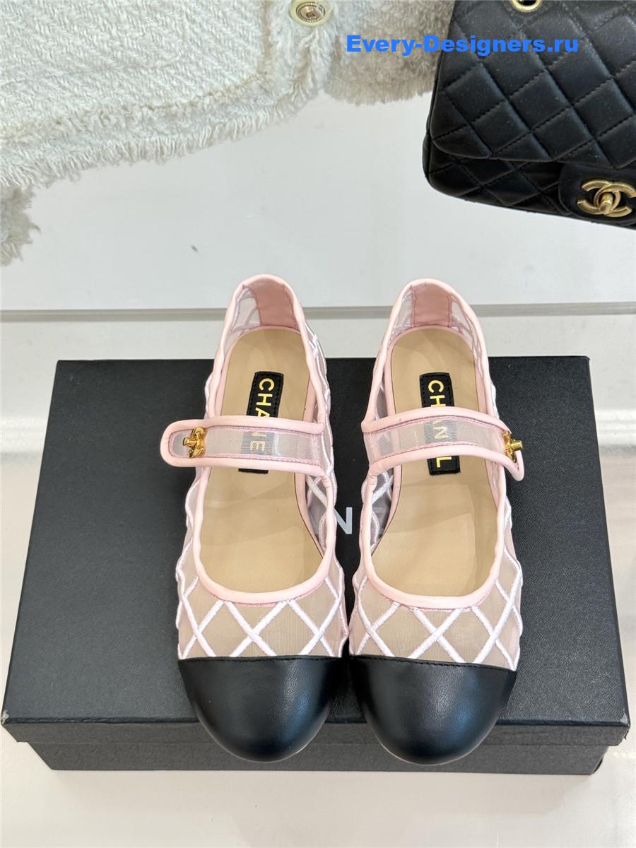 Ch**el pink mesh mary jane flats
