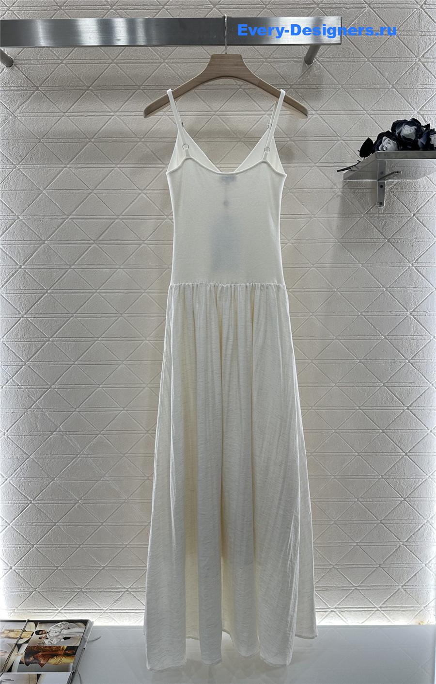 Ch**el white knitted patchwork suspenders dress