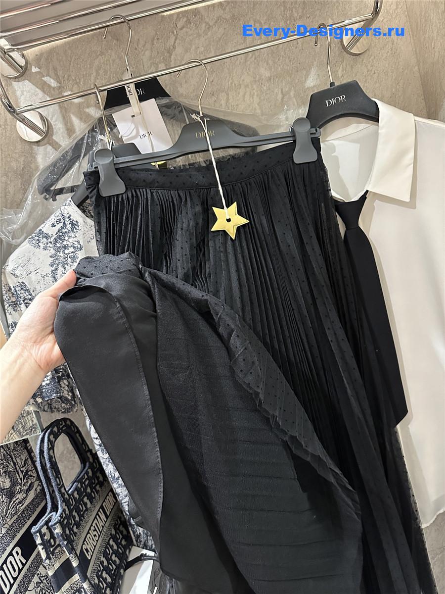 D10r polka dot pleated skirt black