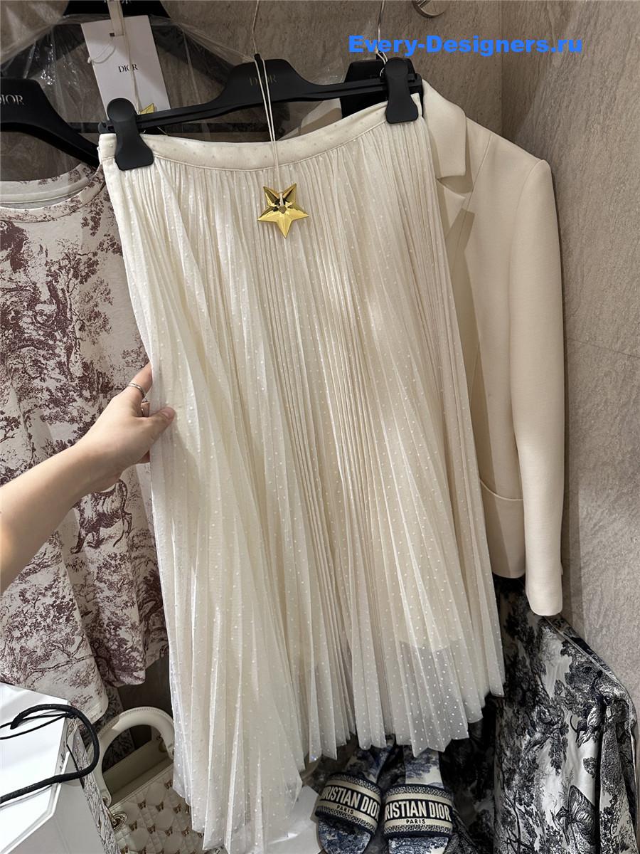 D10r off-white polka dot tulle skirt